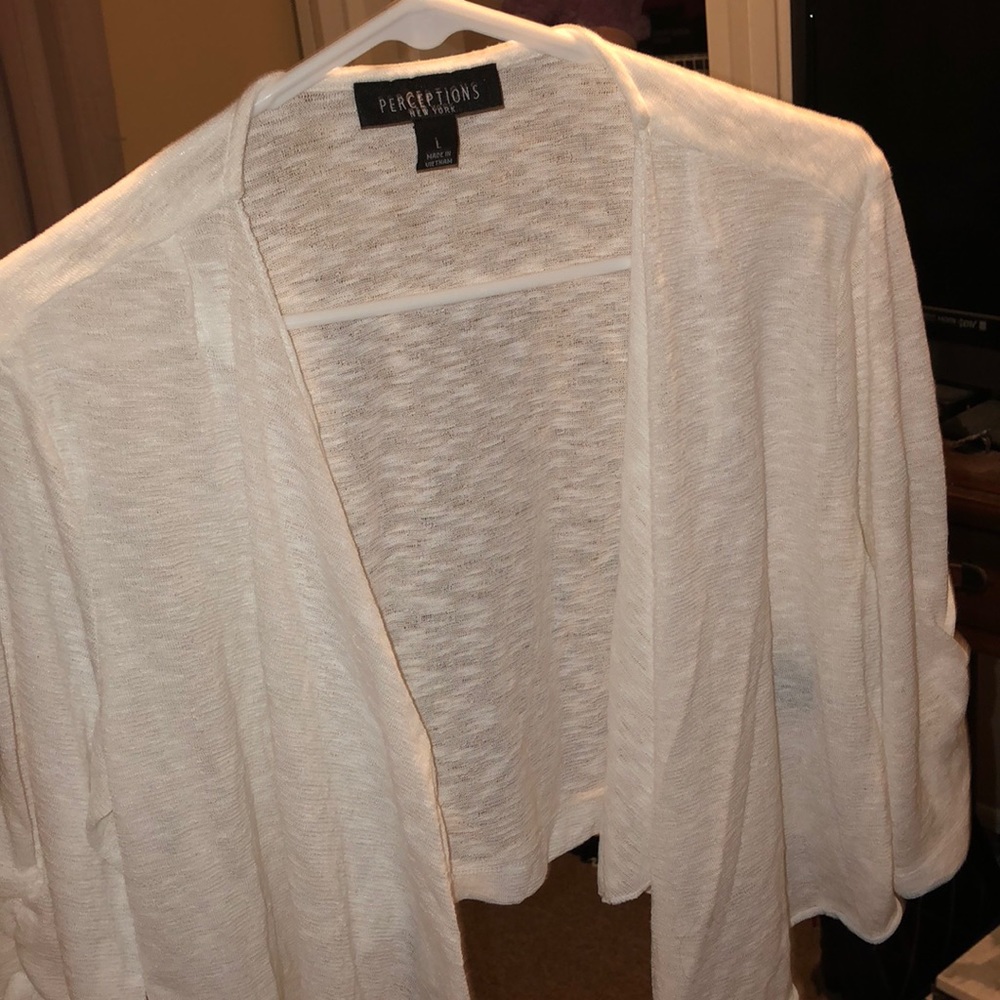 White cropped cover cardigan